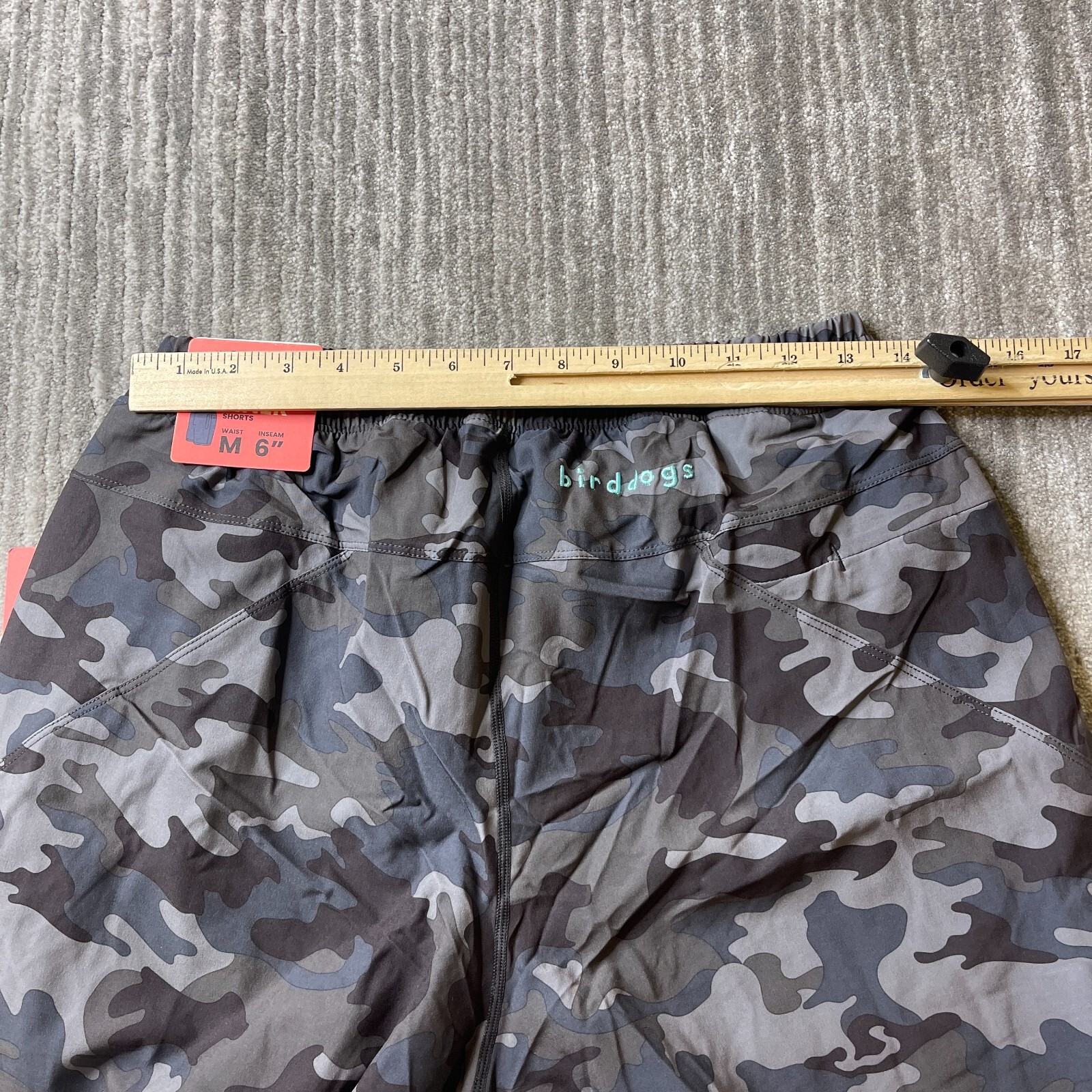 Birddogs Shorts Mens Medium Lined Boom For Your Boomstick Gray Camouflage 6”