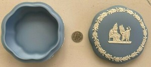 Wedgewood Candy Box & Lid Cream Color on Lavender (Pale Blue) Jasperware