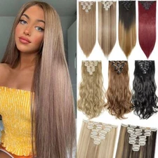 8-Piece FULL HEAD as Natural Human Clip in Balayage Hair Extensions Extentions