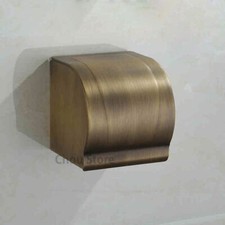 Antique Brass Wall Mounted Bathroom Toilet Paper Roll Holder Tissue Storage Box