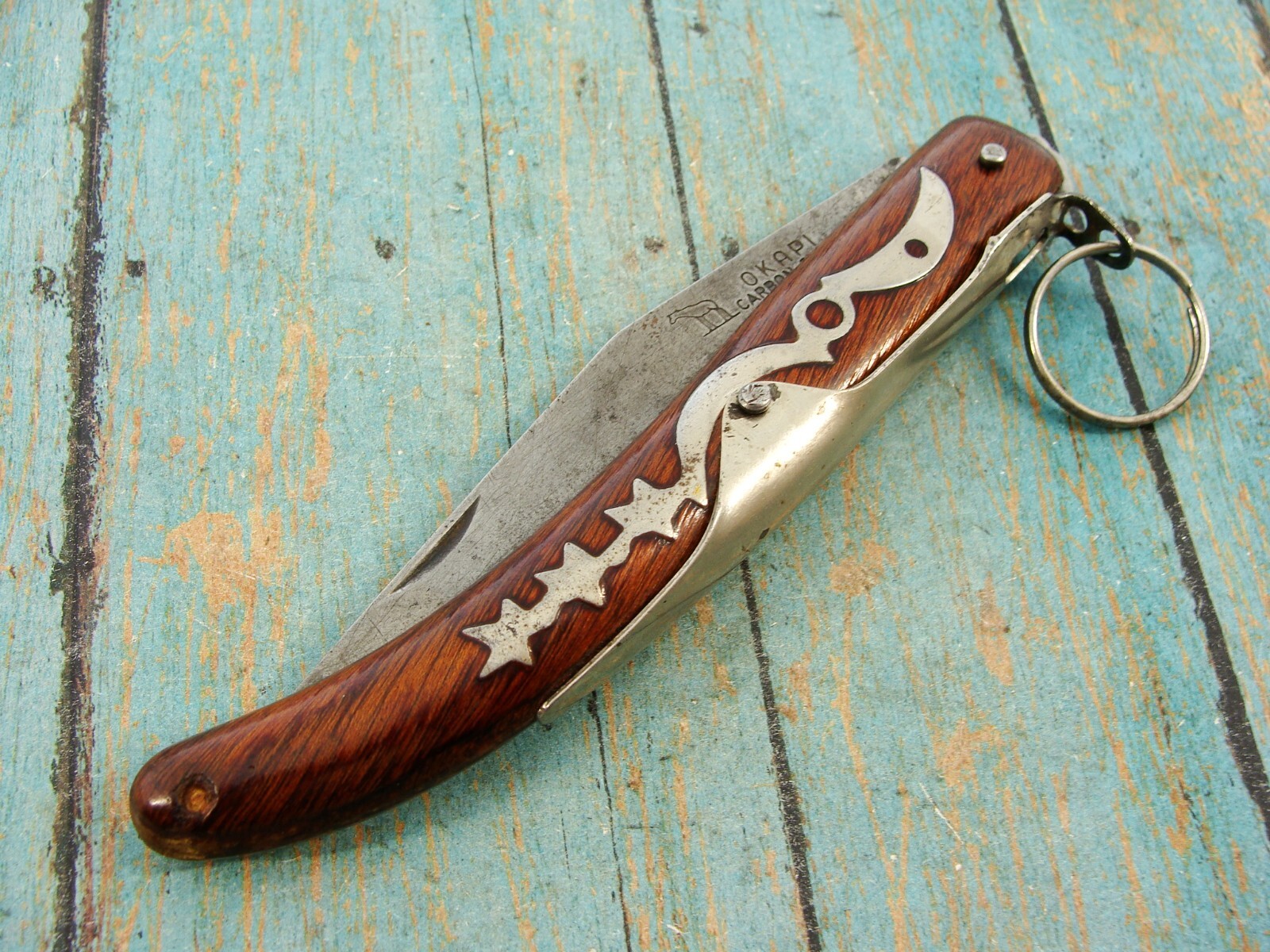 BIG VINTAGE GERMAN OKAPI RATCHET RING LOCK SADDLEBACK CLASP POCKET