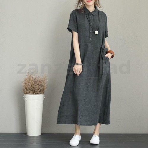 NEW UK Womens Summer Short Sleeve Baggy Floral Print Kaftan Midi Dress Plus Size - Picture 5 of 21