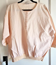 Vtg EnChante made in USA pale pink1/2 button pullover sweatshirt Sz M 100%cotton