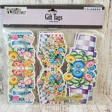 Lot of 4 Mary Engelbreit Colorbok 2006 Floral Gift Tags with Ribbon New Sealed