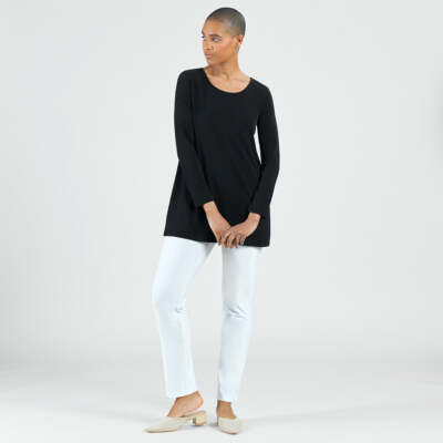 Clara Sun Woo Signature Scoop Neck Tunic XS Black T23L1