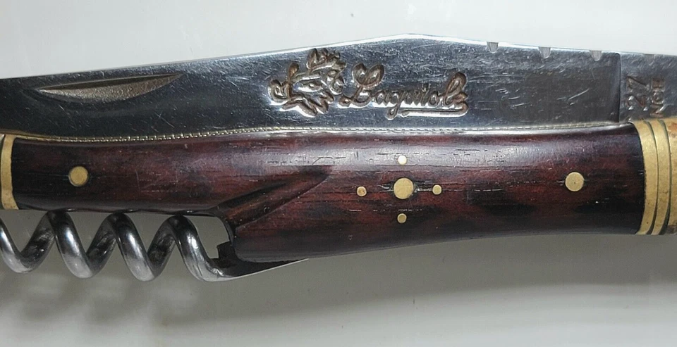 Custom Laguiole Actiforge France 12C27 Snakewood & Brass Handle Knife Corkscrew - Image 4 of 4