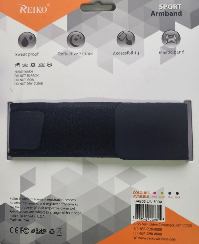 Reiko 跑步运动臂带带闪光灯 5.5X3X 0.5 英寸设备黑色 — 第 4/4 张图片