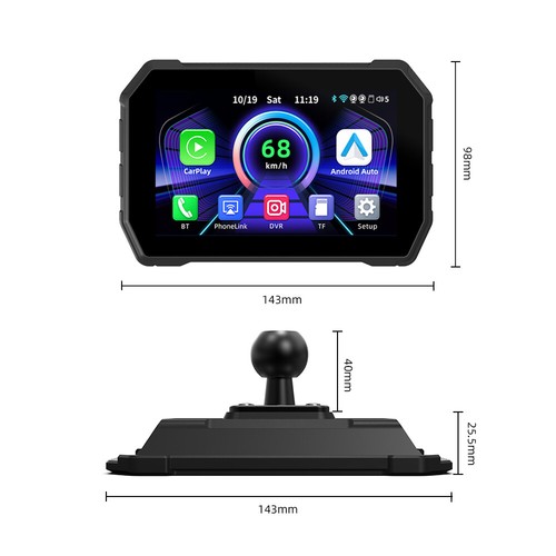 Universal Portable 5"Linux Motorcycle Navigation Carplay BT5.0 720P IP67 GPS DVR - Picture 14 of 22