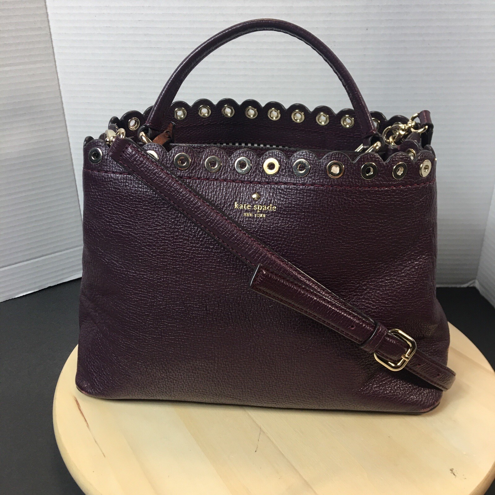 KATE SPADE PALOMA ROAD JANELL LEATHER SATCHEL Plum Purple Purse