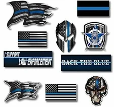 Thin Blue Line Skull Decal Sticker Police Lives Matter Car Truck Support Law Cop