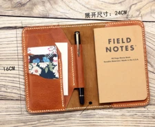 notes book cover notebook bag pen holder pocket cow Leather Pouch brown W745