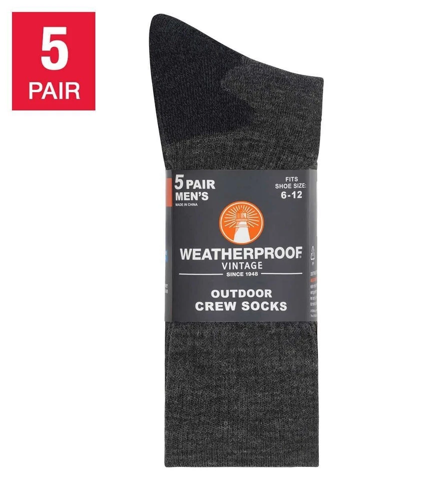 Nuevo con etiquetas Calcetín de Colección Impermeable para Hombres Exterior Mezcla de Lana Crew 5PK Foto 3 de 3