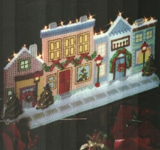 HOLIDAY STREET SCENE WITH LIGHTS CHRISTMAS PLASTIC CANVAS PATTERN INSTRUCTIONS