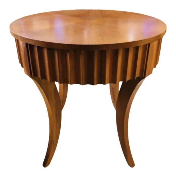 Ethan Allen Fluted Edge Round Side Table eBay