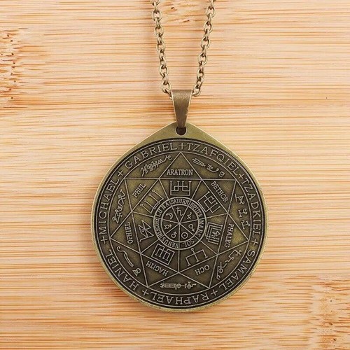 Ciondolo Talismano Sigillo Vintage di 7 Arcangeli Collana Protezione Amuleto - Foto 24 di 24