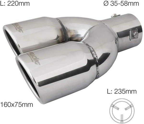 Simoni Racing TRX/18L Auspuff Endrohr Inox Rund Doppelt SchräG Links Chrom-image