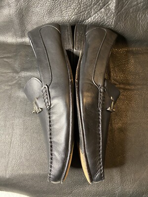 Tasso Elba Black Leather Horsebit Loafers 11-M Casual Work  display picture 1