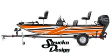 Boat Wrap Orange Gray White Vinyl Graphic Decal Kit Fishing Abstract Tech Lines