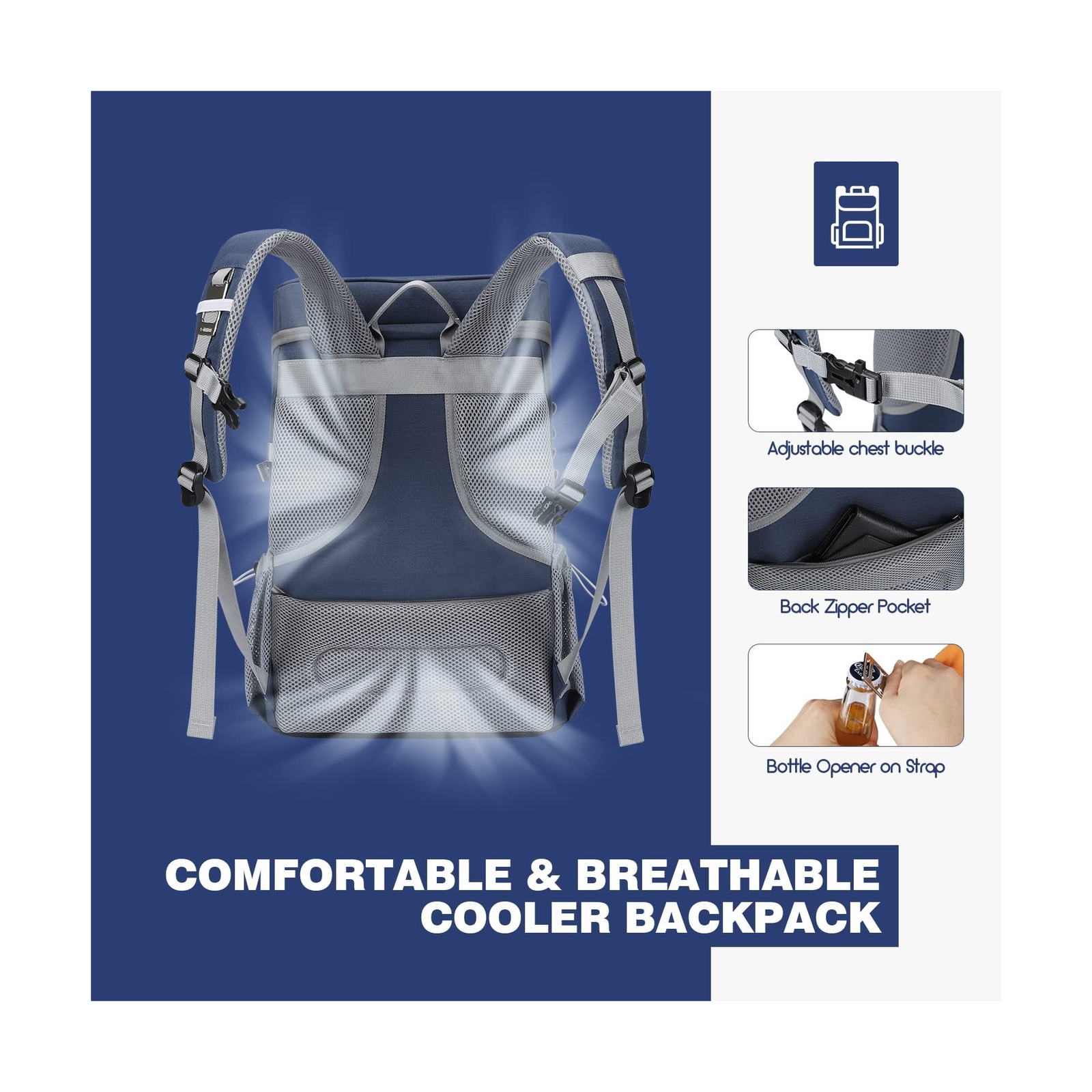 Maelstrom Cooler Backpack,35 Can Backpack Cooler Leakproof,Insulated