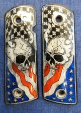 1911 FULL SIZE SKULL REAPER MOTHER OF PEARL INLAY GRIPS FAST USA SHIPPER
