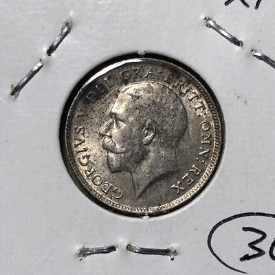 1918 Great Britain 6 Pence King George V Silver Coin XF Condition