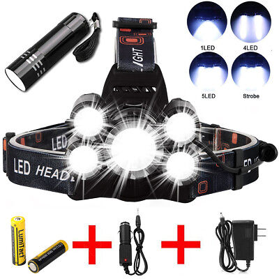 Super-bright XM-L T6+10W COB LED Headlamp Head Light Flashlight Torch Camping F2 