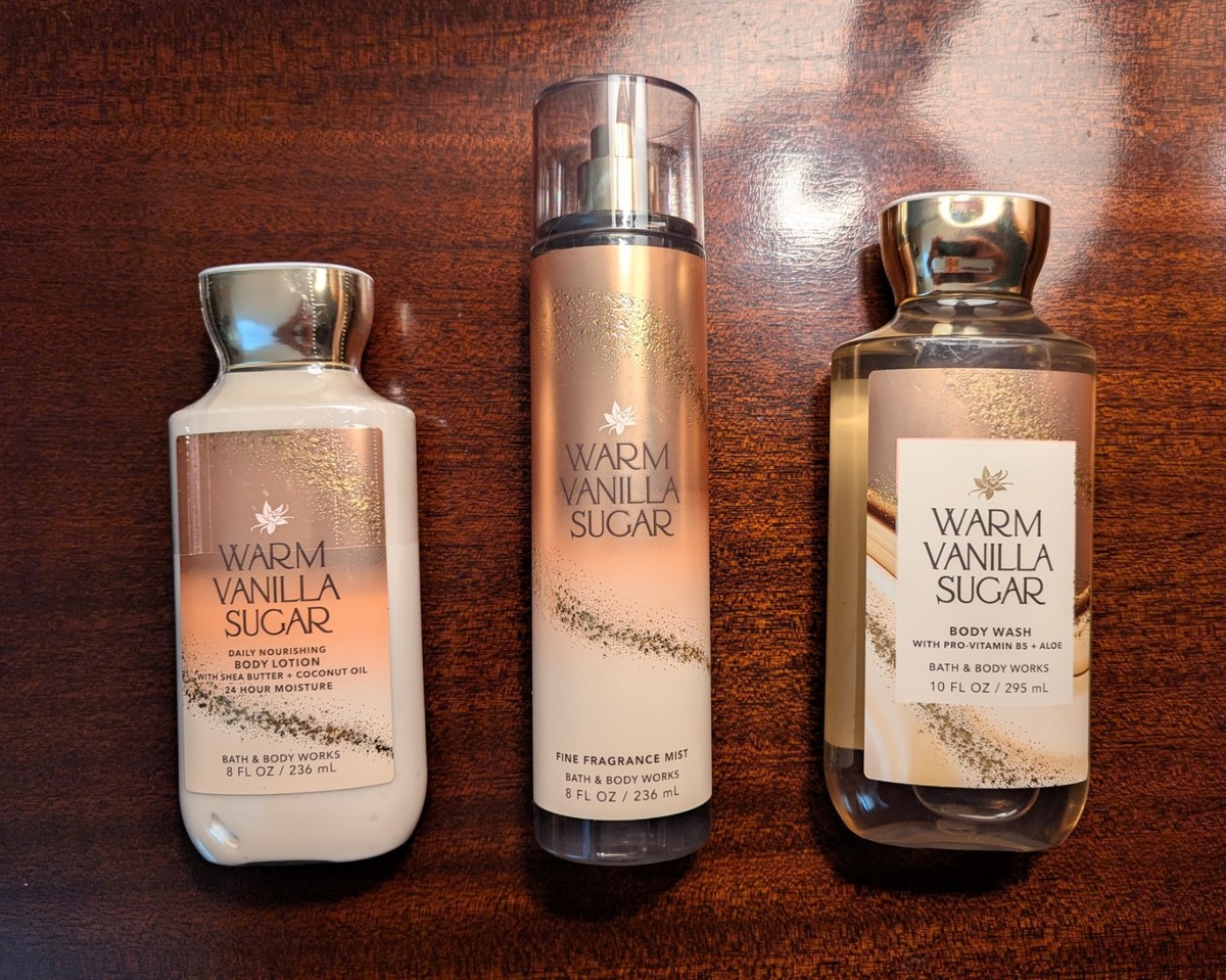 Bath and Body Works WARM VANILLA SUGAR 3pc Set Fragrance