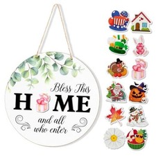 Interchangeable Welcome Sign Valentine's Day Front Door Decor, Modern White