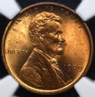 1909 VDB LINCOLN WHEAT CENT NGC MS 64 RED BROWN PREDOMINATELY RED WITH SOME