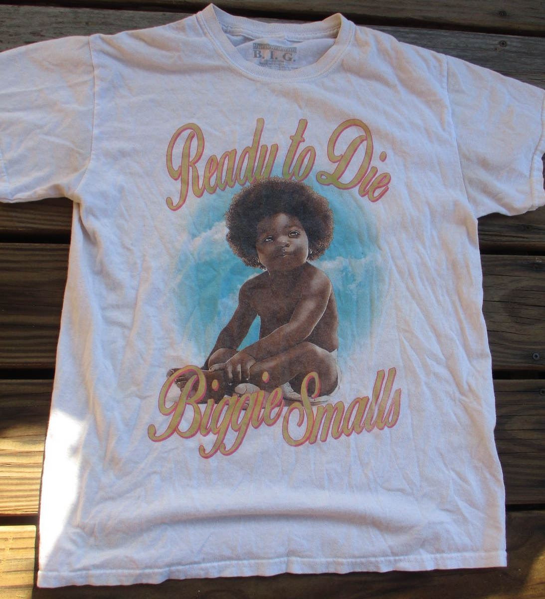 Off White BIGGIE SMALLS Ready To Die T Shirt Medium Repro Rap Hip