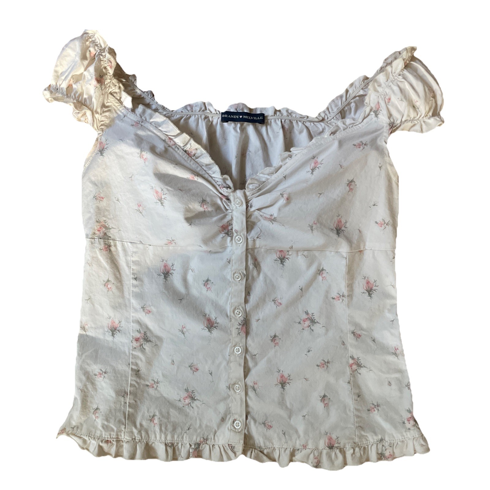 Brandy Melville floral  Babydoll Off-Shoulder