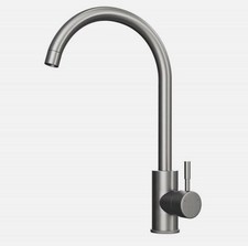 Tivoli Brushed Stainless Steel Kitchen Mixer Tap Swan Neck Swivel Spout RRP£130