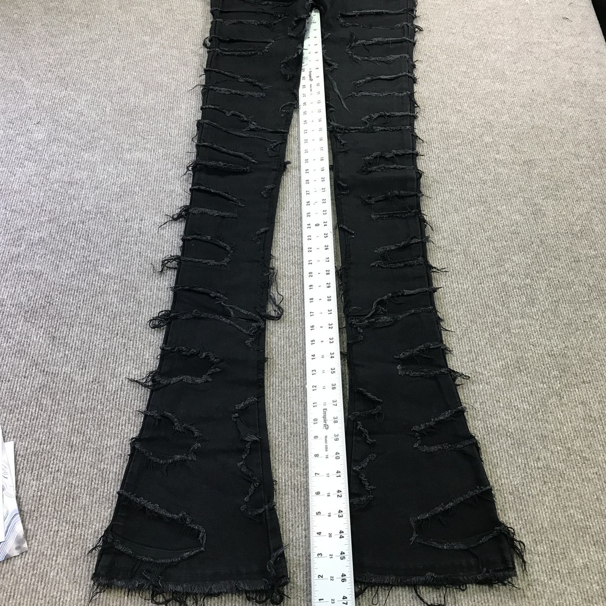 Guapi Blood Diamond Jeans Mens 30 Black Distressed Flare Limited