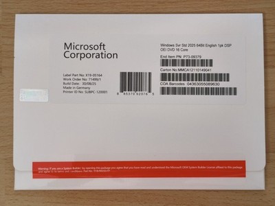 Microsoft Windows Server 2025 Standard 16 Kerne DVD Vollversion Deutsch