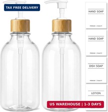 Clear Soap Dispenser, 2 Pack Plastic Dish Soap Dispenser for Kitchen, 17 Fl Oz B