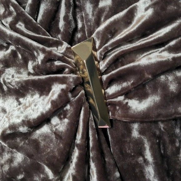 Calvin Klein Brown Crushed Velvet Ruched Cocktail Party Holiday Dress Size 8 - Image 3 of 4
