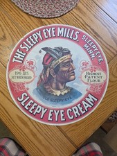 Old RARE, Sleepy Eye Mills, Patent FLOUR Label, Sleepy Eye Cream 16" Circular
