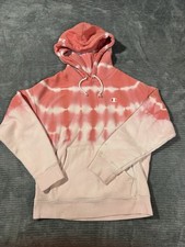 Champion Reverse Weave Hoody Medium Tie Dye Pink Sweatshirt Pullover Size M Read