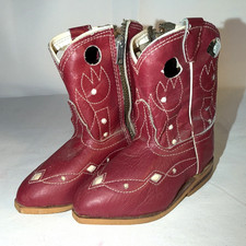 Vintage 50s Red Leather Toddler Cowboy Western Boot Collectible Size 2 Mexico