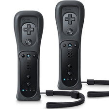 2 Pack Remote Controller for Wii & Wii U, with Silicone Case and Wrist Strap (Bl