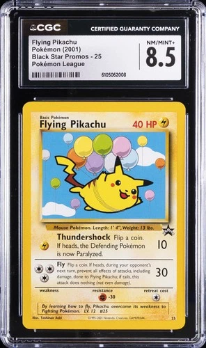 2001 POKEMON BLACK STAR PROMOS POKEMON LEAGUE #25 FLYING PIKACHU CGC 8.5