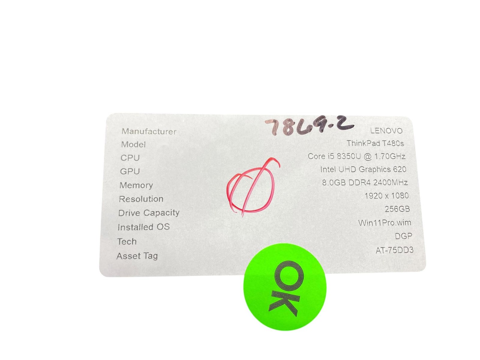 Lenovo ThinkPad T480s, 14-Inch Laptop, with Intel Core i5-8350U, Windows 11 Pro