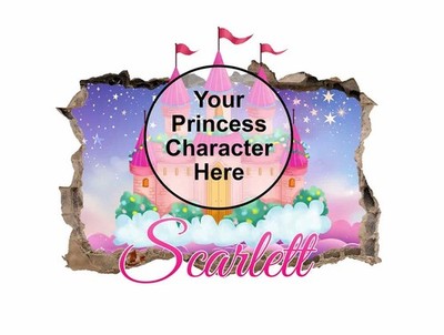 Personalisierte Prinzessin Schlafzimmer Wandbilder - 3D Vinyl Aufkleber individueller Name Sticker 170