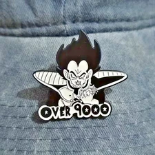 Dragon Ball Z DBZ Vegeta Over 9000 Retro Black & White Manga Fortnite Anime Pin