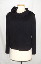 St John Caviar Santana Knit Snap Front Blazer Jacket w/Detachable Brooch 14 NWT