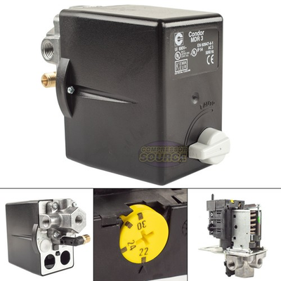 #ad Condor MDR3 16RM 145 175 PSI 4 Port Pressure Switch 22A 30A Overload 1 4quot; FNPT $129.99