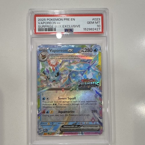 Pokemon PSA 10 Vaporeon EX Prismatic Evolutions Stamp Surprise Box Exclusive 023