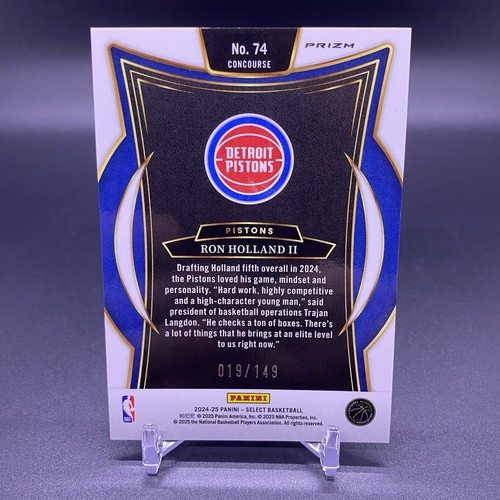 #/149! 🚨2024-25 Panini Select RON HOLLAND II RC Concourse #74 Pistons Rookie - Bild 2 von 2