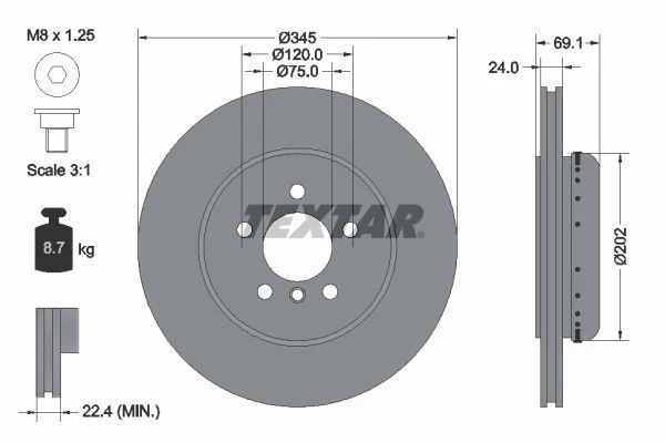 TEXTAR Brake Discs Rotors Front & Rear Braking Service Set Fits BMW 5 Series - Image 4 of 4