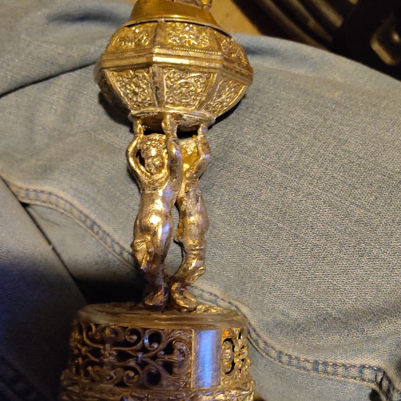 Antique Gold ,Sterling,Metal Figural Angel Table Top Lighter Vintage And Rare